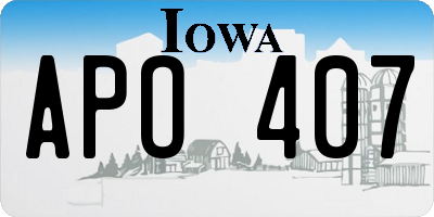 IA license plate APO407