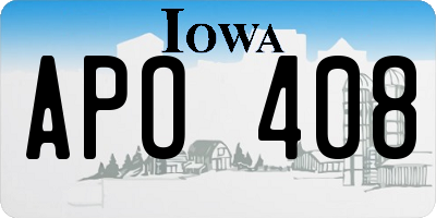 IA license plate APO408