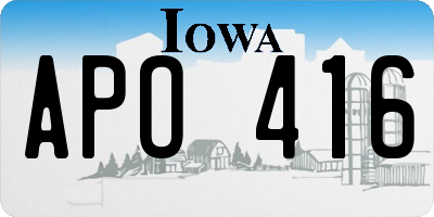 IA license plate APO416