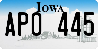 IA license plate APO445