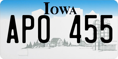 IA license plate APO455