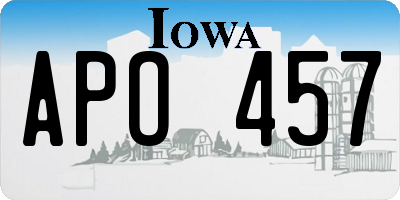 IA license plate APO457