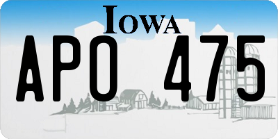 IA license plate APO475