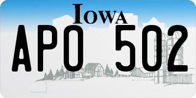 IA license plate APO502