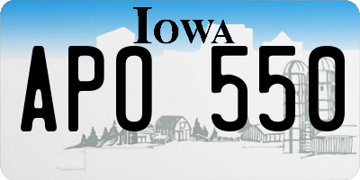 IA license plate APO550