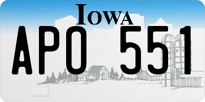 IA license plate APO551