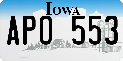 IA license plate APO553
