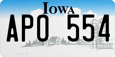 IA license plate APO554