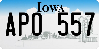 IA license plate APO557
