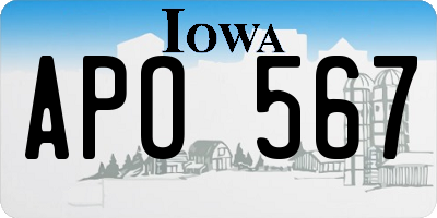 IA license plate APO567