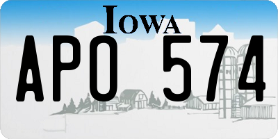 IA license plate APO574