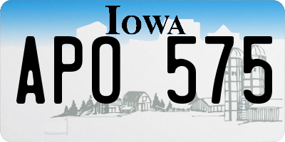 IA license plate APO575