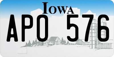 IA license plate APO576
