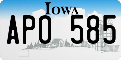 IA license plate APO585