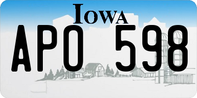 IA license plate APO598