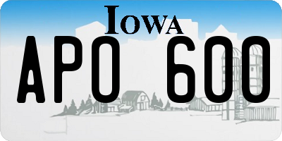 IA license plate APO600