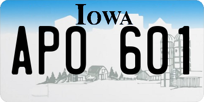 IA license plate APO601