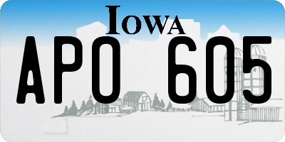 IA license plate APO605