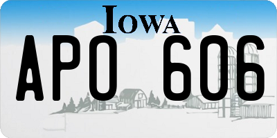 IA license plate APO606