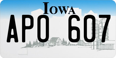 IA license plate APO607