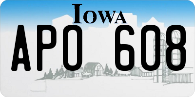IA license plate APO608