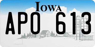 IA license plate APO613