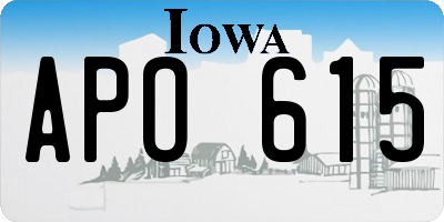 IA license plate APO615
