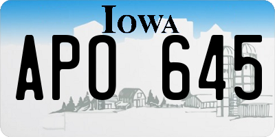 IA license plate APO645