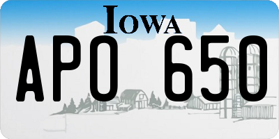 IA license plate APO650