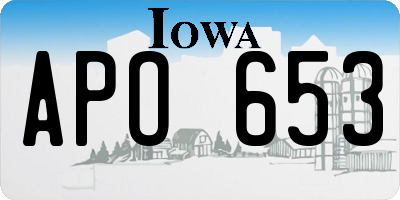 IA license plate APO653