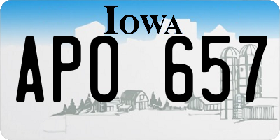 IA license plate APO657