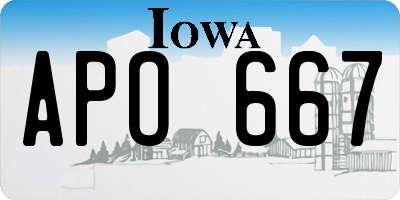 IA license plate APO667