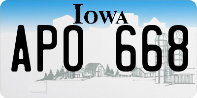 IA license plate APO668