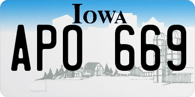 IA license plate APO669
