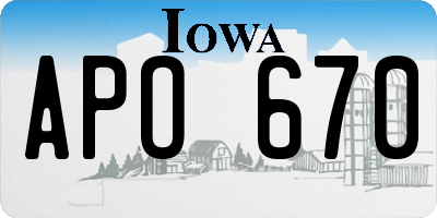 IA license plate APO670