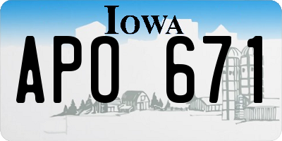 IA license plate APO671