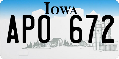 IA license plate APO672