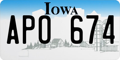 IA license plate APO674