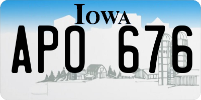 IA license plate APO676