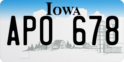IA license plate APO678