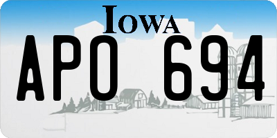IA license plate APO694