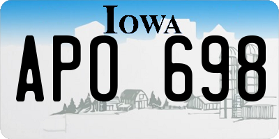 IA license plate APO698