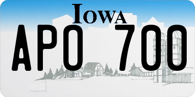 IA license plate APO700