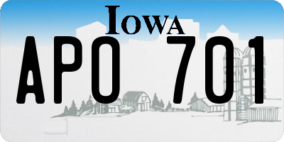 IA license plate APO701
