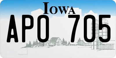 IA license plate APO705