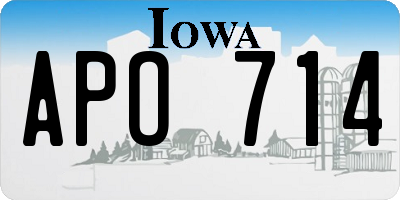 IA license plate APO714