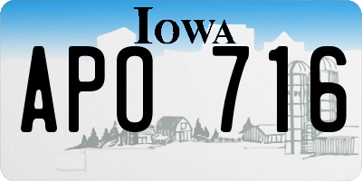IA license plate APO716