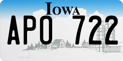 IA license plate APO722