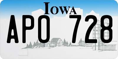 IA license plate APO728