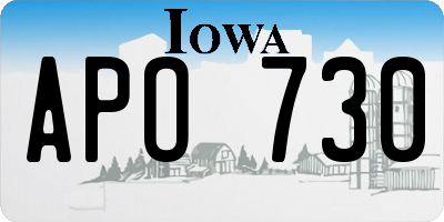 IA license plate APO730